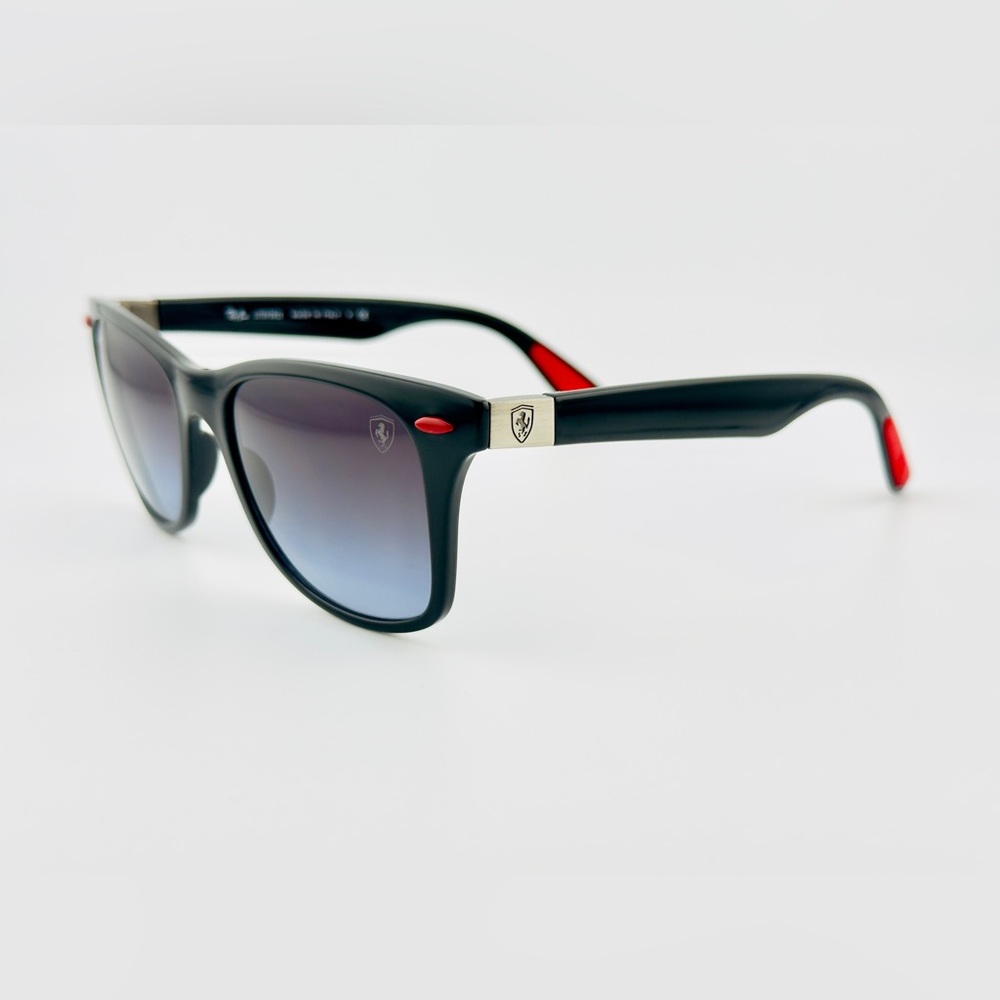 Ray-Ban Scuderia Ferrari Sunglasses RB4195M Polished Black Frame Gray Lenses - Picture 5 of 14